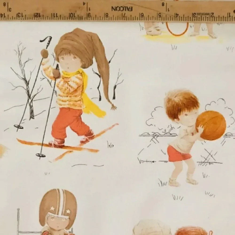 VINTAGE Wallpaper Fran Mar 1978 Nursery 2+ Roll Girls Bedroom Playroom 27'' W
